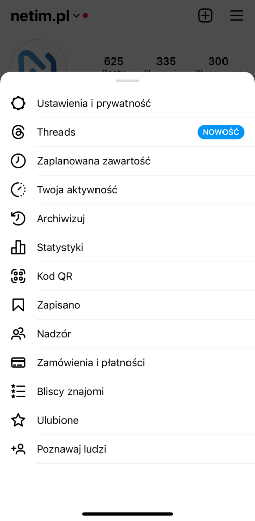 Ustawienia konta firmowego na Instagramie