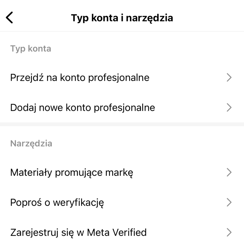Przejdź na konto profesjonalna na Instagramie
