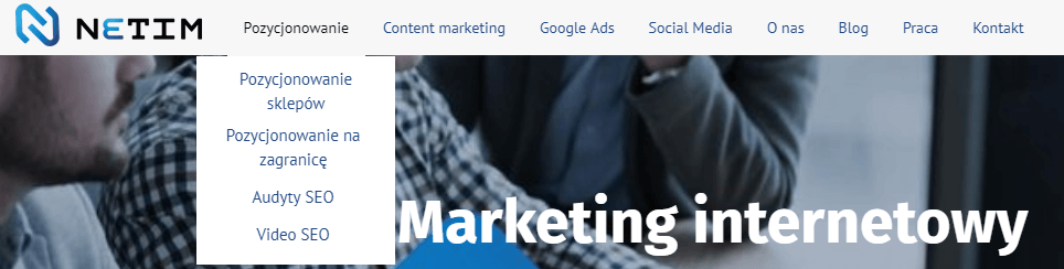Agencja SEO - menu główne Netim