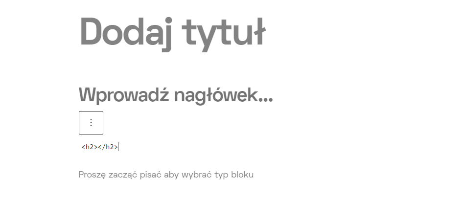Nagłówek H2 html w WordPressie
