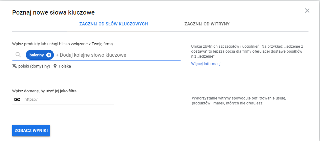 Planer słów kluczowych