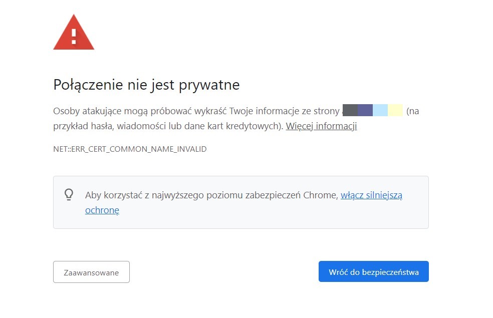 przykład błędu ssl