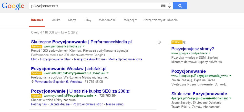 Linki sponsorowane a pozycjonowanie