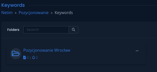 podfolder w semstorm keywords